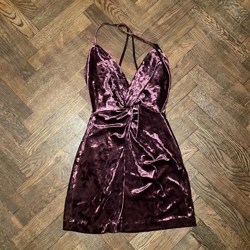 Zara purple velvet mini dress